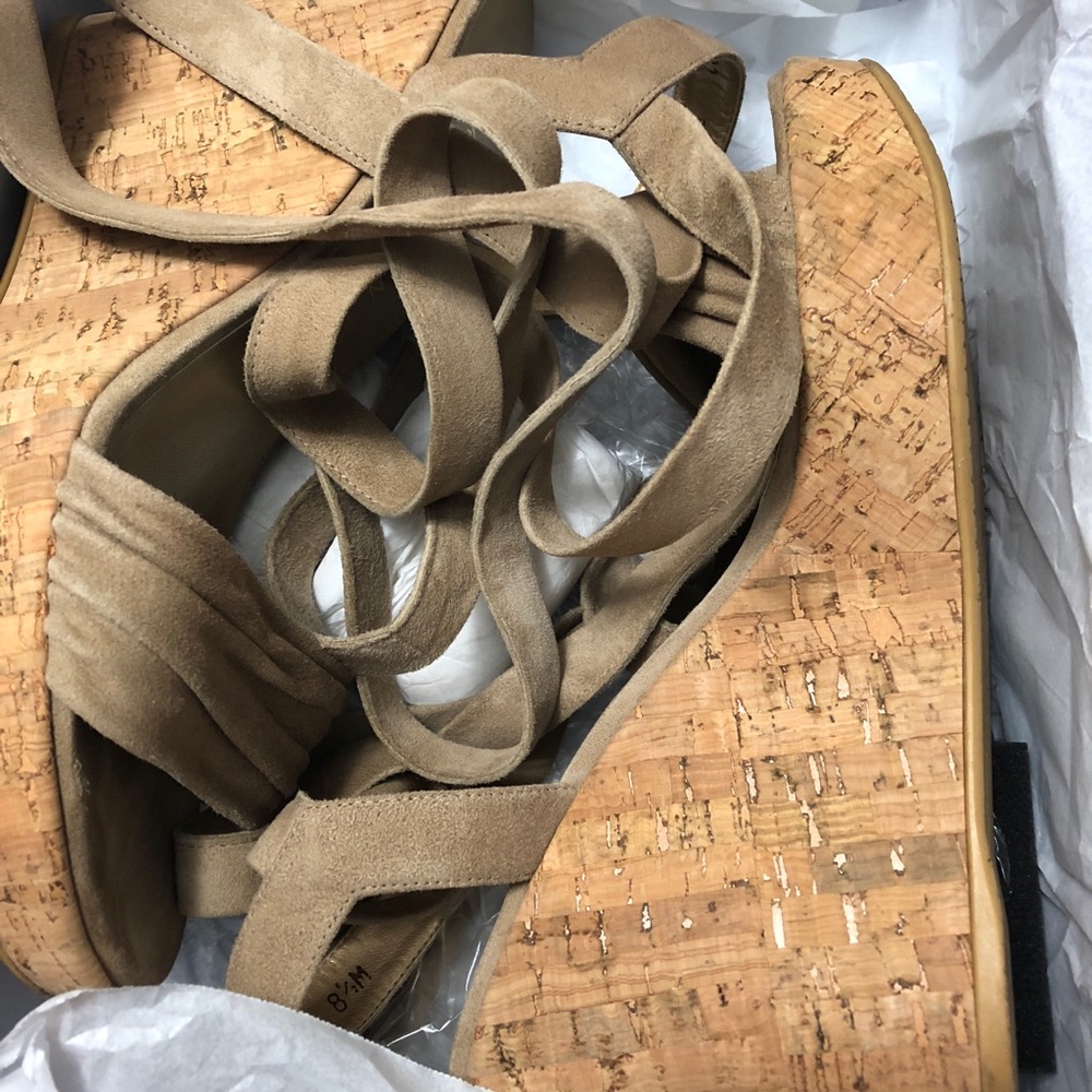 Stuart weitzman nude suede wedges